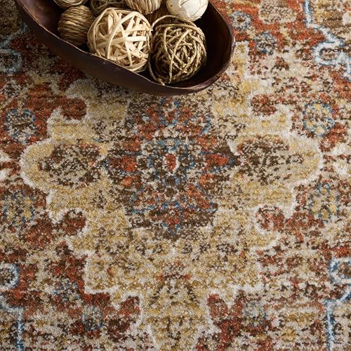 SAFAVIEH Bijar Collection 4' Round Brown/Rust BIJ652D Traditional Oriental Distressed Living Room Dining Bedroom Foyer Area Rug - color: Brown/Rust, size: 4' (Round)