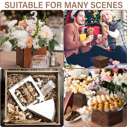 Barydat 3 Pcs Rustic Wood Risers for Display, Square Nesting Cupcake Stands