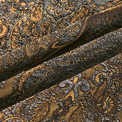 Loom and Mill Antique Damask Valances for Windows, Bronze Gold, 54"x18" - color: Cambridge-grey+gold