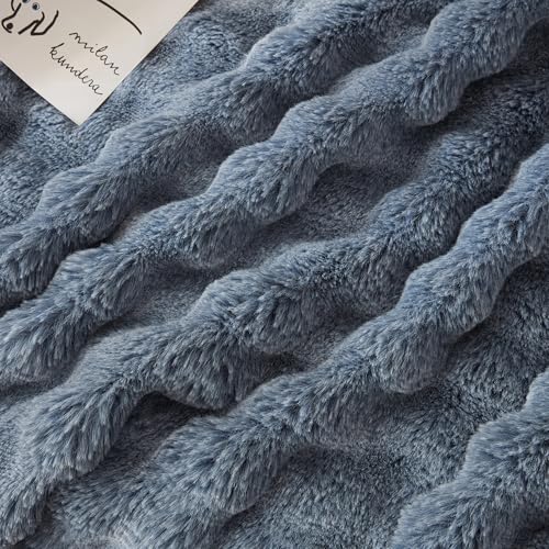 COOVA Soft Bubble Faux Fur Throw Blanket, 50"x60", Cationic Dark Blue - color: Cationic Dark Blue, size: 50“x60”
