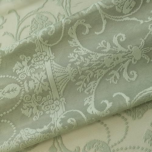 TUDECO Sage Green Lace Curtains, Ruffle Edges, 59 x 63 Inch, 2 Panels - color: Sage Green, size: 59"W x 63"L (Pack of 2)