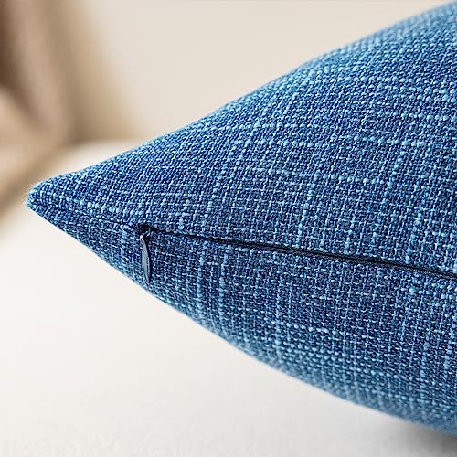 Kevin Textile Faux Linen Home Decorative Hand Made Cushion Cover Pillowcase for Nap, Hidden Zipper, 18"x18"(2 Pieces, Navy Blue) - color: Navy Blue, size: 18" x 18" (Pack of 2)