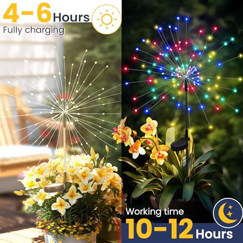 GIGALUMI 6 Pack Solar Firework Lights Outdoor, Garden Decor, Multicolored - color: Multicolor, size: 6 PACK