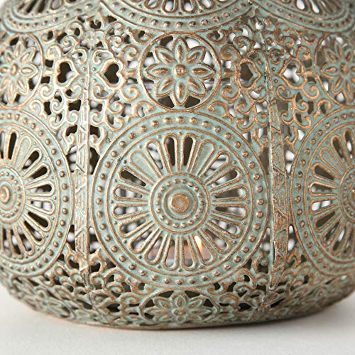 Moroccan Hurricane Candle Holder, Gold, 6.25 x 4.25 Inches
