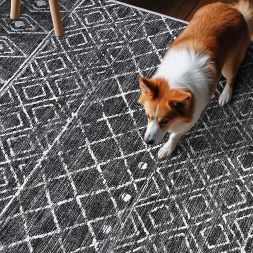 2x6 Washable Hallway Rug Runners: Moroccan Non Slip Kitchen Runner Black - color: Black, size: 2' x 6' (Rectangular)