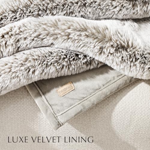 EverGrace Faux Chinchilla Fur Throw Blanket, 60"x80", Champagne Fawn - color: Champagne Fawn, size: 60"x80"