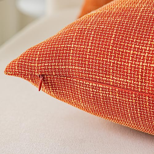 Kevin Textile Fall Pillow Cover Decor Lined Linen Throw Pillow Cases Cushion Cover Seasonal Autumn Pillow Covers for Chair, 18"x18"(2 Pack, Orange) - color: Orange, size: 18" x 18" (Pack of 2)