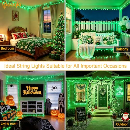 Pooqla Green String Lights Battery Operated, 2x100 LED Halloween Lights - color: Green, size: 100 LED x2