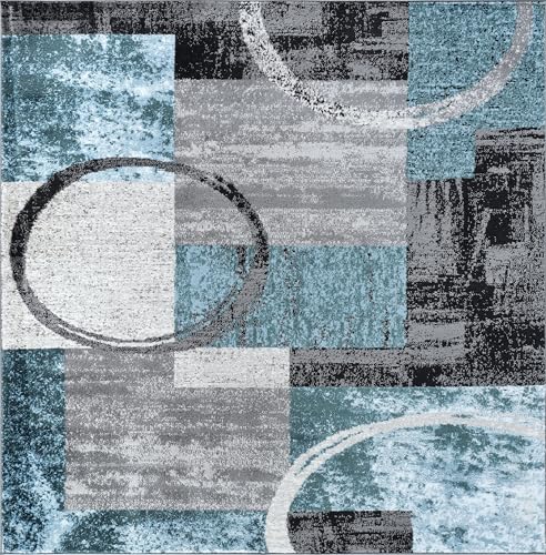 Rugshop Circle Design Contemporary Abstract Square Rug Gray 6'6" x 6'6" - color: Grey, size: 6'6" x 6'6" (Rectangular)