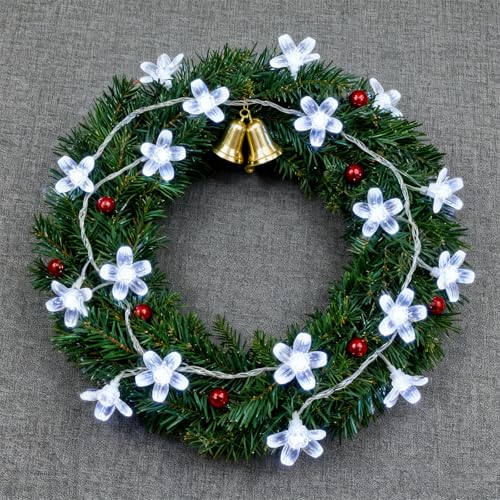 USB/Battery Powered 10ft 30 LED Cool White Fairy Cherry Flower String Light - color: White