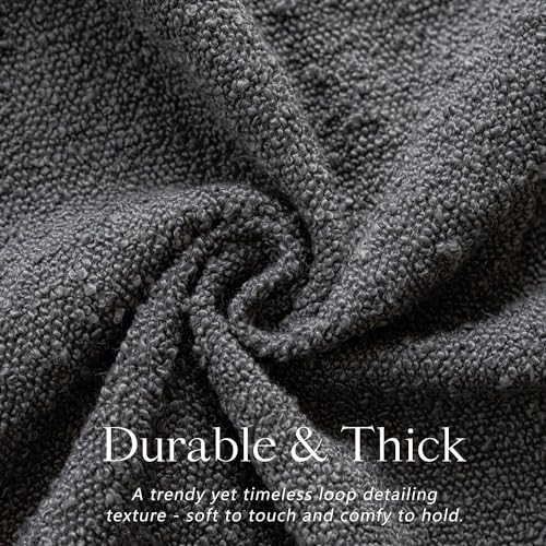 Foindtower Decorative Textured Boucle Throw Pillow Covers 16x16 Dark Grey - color: Charcoal, size: 16" x 16" (Pack of 2)
