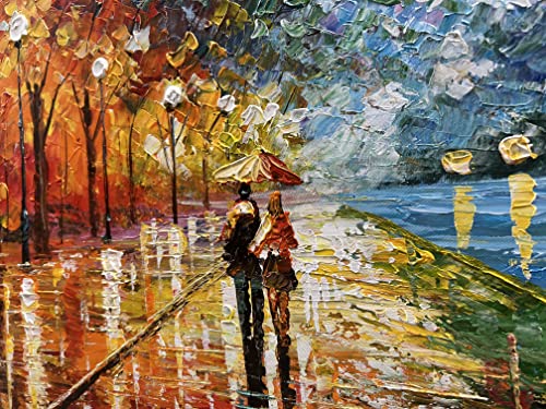 Alenoss Abstract Canvas Paintings 3D Modern Oil Paintings on Canvas 28x40 Inches Contemporary Colorful Wall Art Romantic Couples Blue Artwork for Home Decorations - color: AL-C01