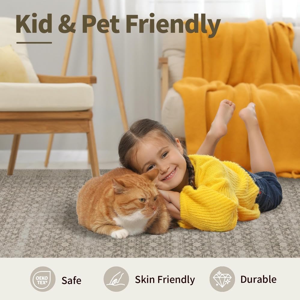 Area Rugs 5x7, Washable Rugs for Living Room,Apricot - color: Apricot, size: 5' x 7' (Rectangular)