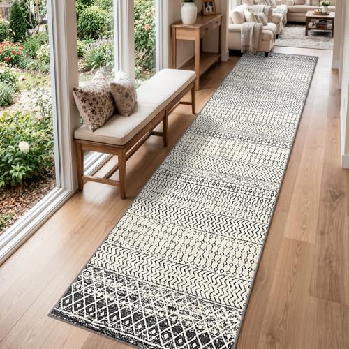 2'6 x 10' Washable Extra Long Hallway Runner, Soft Bedroom Runners - color: Black, size: 2'6" x 10' (Runner)