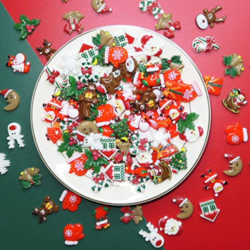 HADDIY Christmas Resin Charms for Crafts,100pcs Flatback Slime Beads Decor