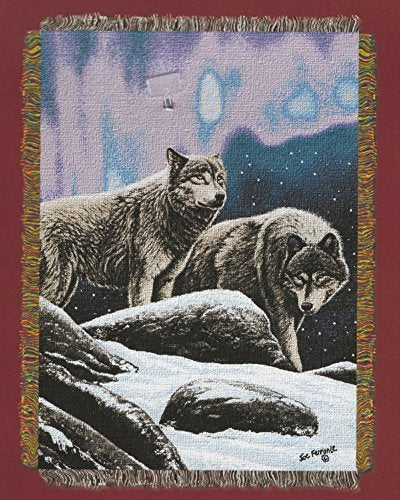 Northwest Hautman Brothers Wildlife Art Woven Tapestry Throw Blanket, 48" x 60", Northern Lights - color: Northern Lights