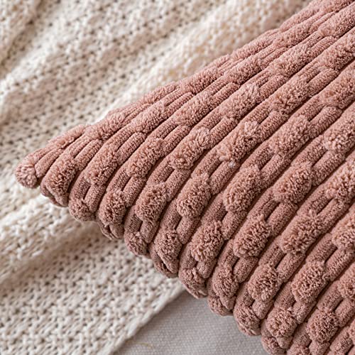 MIULEE Decorative Throw Pillow Covers 16x16 Blush Pink Textured Corduroy - color: Blush Pink, size: 16" x 16" (Pack of 2)