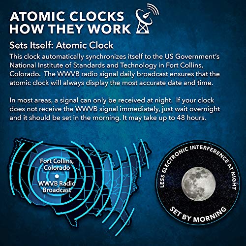 Sharp Atomic Digital Clock, 3" Color Display, Indoor/Outdoor Temp Sensor