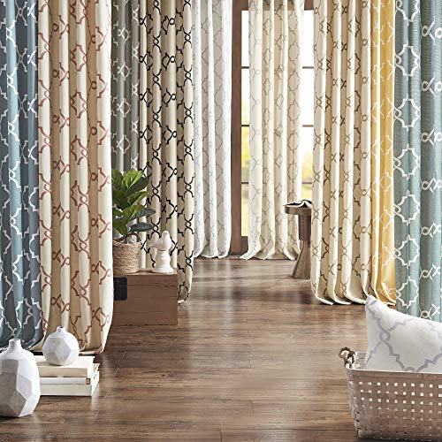 Madison Park Fretwork Print Window Curtain 1 Panel, 50x63 Yellow/White - color: Yellow/White, size: 50"W x 63"L (Pack of 1)
