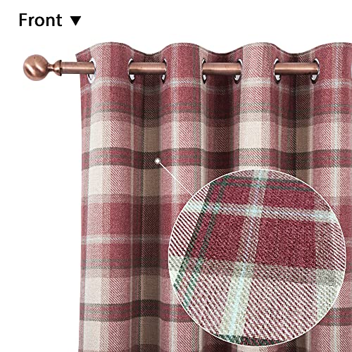always4u Classic Red Plaid Curtains Highland Woolen Look Tartan Farmhouse Window Treatment Grommet Checked Curtains for Living Room Bedroom 2 Panels 45 * 84 Inches - color: Classic Red, size: 45"W x 84"L (Pack of 2)