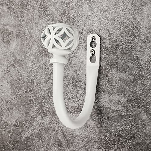 Sumnacon 2Pcs Aluminum Alloy Curtain Holdbacks - Wall Mounted Drapery Tiebacks with Screws, Decorative Curtain Holders for Bedroom Livingroom Bathroom Office Home Decor, White