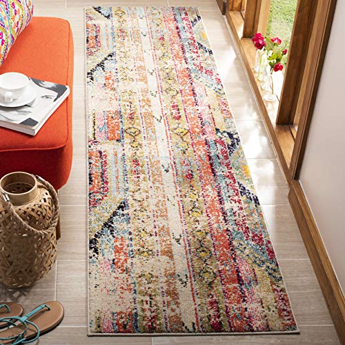 SAFAVIEH Monaco Collection Runner Rug - 2'2" x 6', Multi, Boho Chic Tribal Distressed Design, Non-Shedding & Easy Care, Ideal for High Traffic Areas in Living Room, Bedroom (MNC222F)