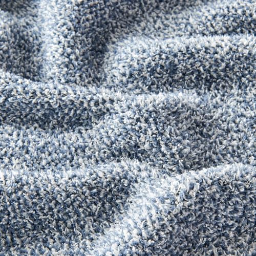 CozeCube Reversible Knitted Throw Blanket, Dusty Blue White Melange 50"x60" - color: M-dusty Blue, size: 50"x60"
