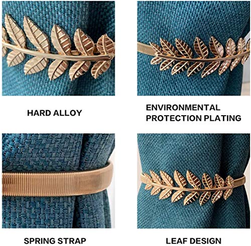 6Pack Curtain Tiebacks Aluminum Alloy Spring Design Curtain Holdback Leaf Carving Design Curtain Ties for Drapes Curtain Ties Backs Curtain Modern Style Curtain Holdback Decor(Gold Leaf) - color: Gold Leaf