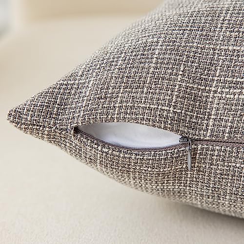 Kevin Textile Faux Linen Square 2 Tone Woven Throw Pillow Covers Sham Cushion Case for Car/Couch Use, 18-inch(2 Packs, Grey) - color: Gray, size: 18" x 18" (Pack of 2)