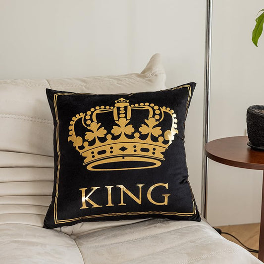 TAOSON Pack of 4 Black White and Gold Throw Pillow Covers 18x18 Inch - Queen & King Card Design Cushion Cases, Metallic Foil Square Decorative Pillows for Sofa Bedroom - color: S1412, size: 18" x 18" (Pack of 4)