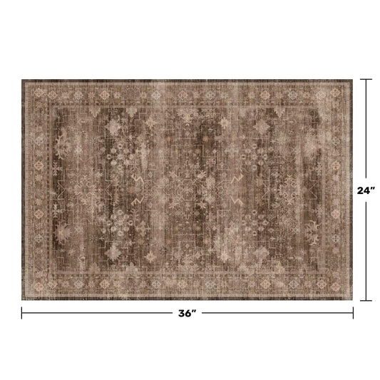 Boho Taupe Brown 2x3 Entryway Rug - Modern Vintage Traditional Eclectic Oriental Neutral, Washable Low Pile Non-Slip Small Throw Area Rugs for Door Mat Indoor Entrance, Kitchen, Bathroom - color: Brown, size: 2' x 3' (Rectangular)