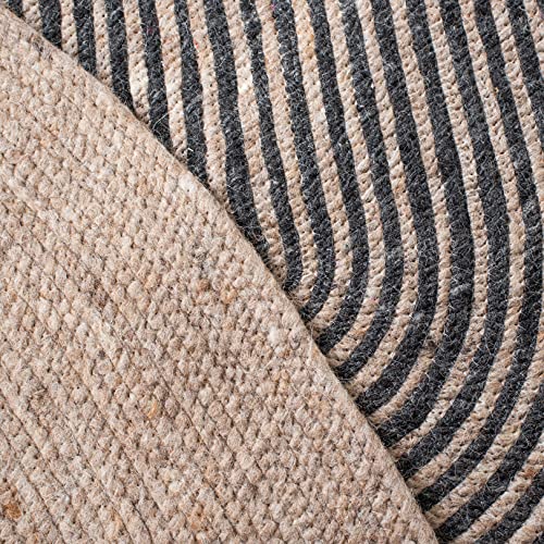 SAFAVIEH Braided Round Rug 4', Wool Beige & Black BRD904B - color: Beige/Black, size: 4' (Round)
