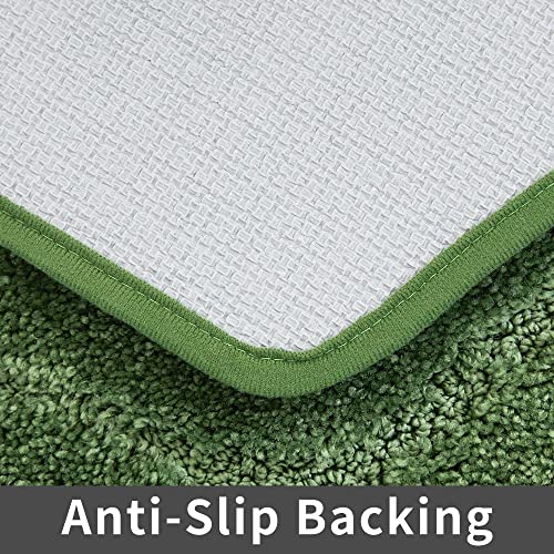 COSY HOMEER Plush Non-Slip Bath Mat, Green, 20" x 32" - color: Green, size: 20" x 32" (Oval)