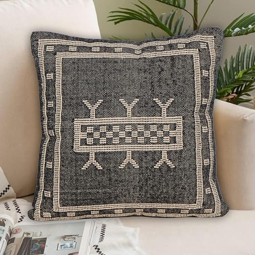 Indian Cotton Cushion Cover Sabra Kilim Pillow Cover Designer Decorative Sofa 18x18 Inche Handwoven Cushion Case for Farmhouse Home Decor Spring Decorative Pillow (Pattern 19) - color: Pattern 19