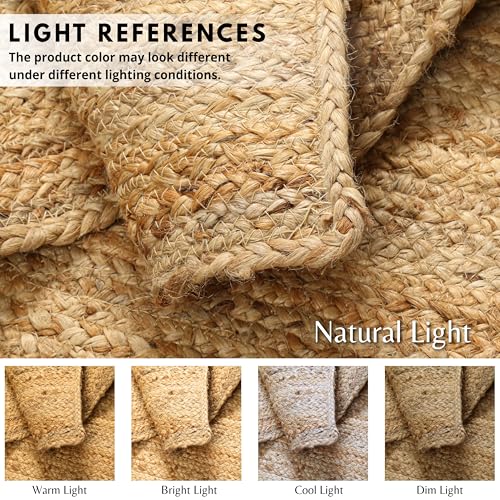 THE BEER VALLEY Jute Braided Runner Rug 2x6 Feet - Natural - color: Natural, size: 2' x 6' (Rectangular)