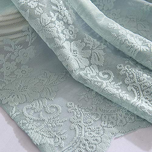vctops Lace Sheer Kitchen Tier Curtain Set Floral Embroidered Cafe Tiers Rod Pocket Small Half Window Curtains 2 Panels (29" x 24", Blue) - color: Blue, size: 29"W x 24"L (Pack of 2)