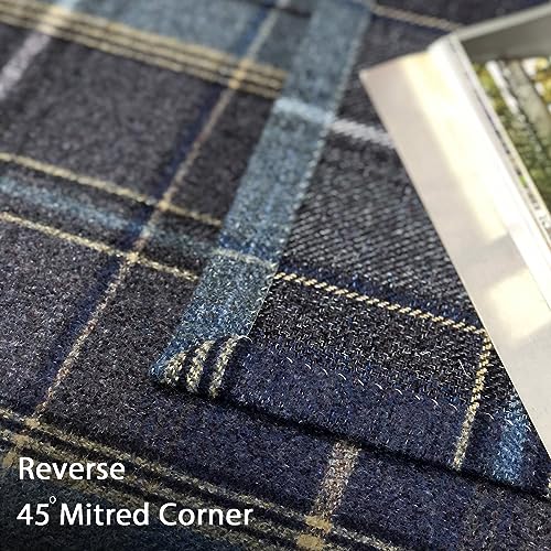 always4u Woolen Look Plaid Curtains Modern Window Panels Navy Blue Check Tartan Curtains for Living Room Bedroom 2 Panels Navy Blue 54 * 84 Inches - color: Navy Blue, size: 54"W x 84"L (Pack of 2)
