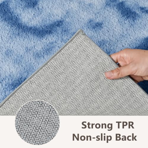 3x5 Tie-dye Dark Teal Area Rug Washable Non-Slip Soft for Bedroom Kitchen - color: 20 Tie-dye Dark Teal, size: 3' x 5' (Rectangular)