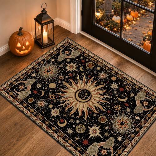 Vacuum-Friendly, 2x3 Washable Area Rug, Black Gold Beige Red - color: Black/Gold/Beige/Red, size: 2' x 3' (Rectangular)
