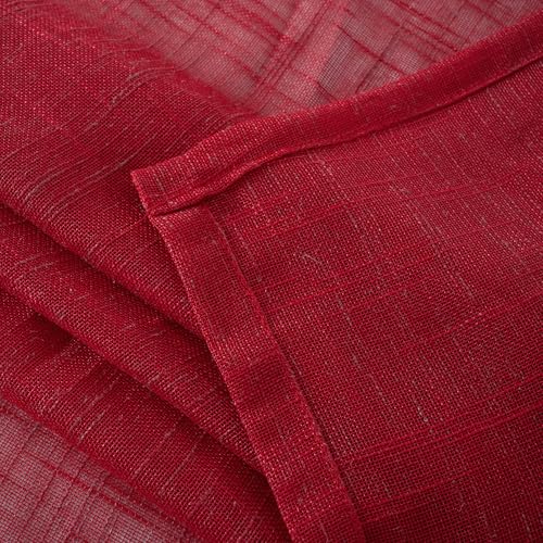 YoungsTex Red Linen 주방 창문 커튼 91.4cm(36인치) 길이 - 뒷면 탭 로드 포켓이 있는 작은 세미 시어 드레이프 경량 욕실 카페 창문용, 패널 2개, 86.4 x 91.4cm(34 x 36인치) - color: 2-레드, size: 34"W x 36"L (Pack of 2)