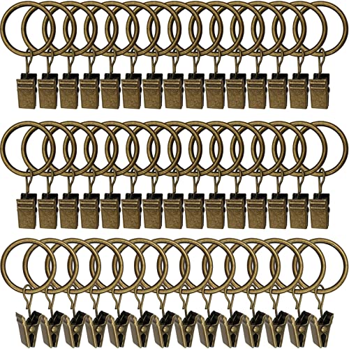 LLPJS Curtain Rings with Clips, 1 inch ID, 44 Pack, Bronze - color: Bronze, size: 1" I D Set of 44