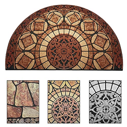 Doormat, 2x3 Rug for Front Door Entry, Non Slip Mat Outside, Half Round, Brown - color: Brown