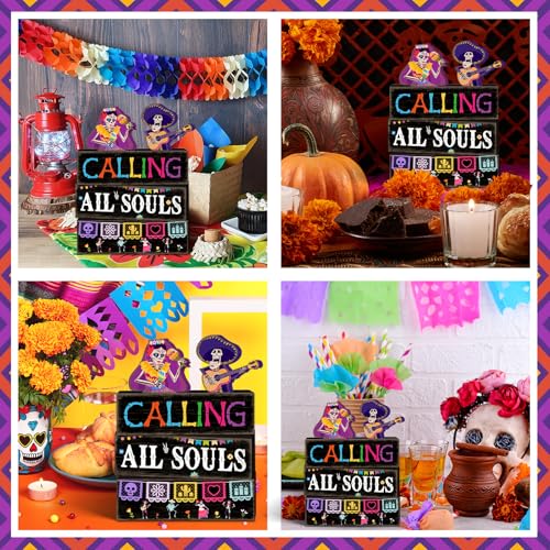 Britimes Day of Dead Tiered Tray Decor Set, 4 Pack, Wooden Table Sign - style: Day of the Dead Duo