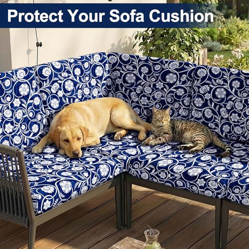Smiry Waterproof Patio Cushion Covers, Stretch Outdoor Furniture Covers - color: Navy, size: 12PCS