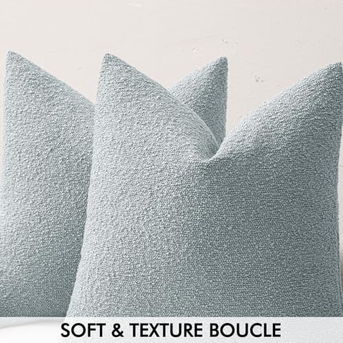 MIULEE Textured Boucle Lumbar Pillow Cover for Bed 12x20 Light Blue - color: Light Blue, size: 20" x 12" (Pack of 1)