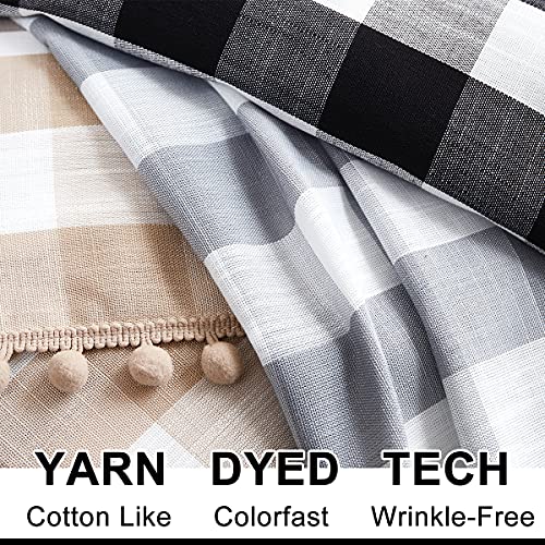 White Black Check Kitchen Curtains 27x36 Buffalo Plaid Tiers Bathroom 15" - color: Black and White, size: 24"W x 36"L (Pack of 2)