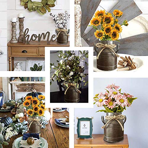Country Flower Bronze Milk Can Planter Table Vase for Home Decor, Office Decor or Outdoor - color: Rusty Bronze