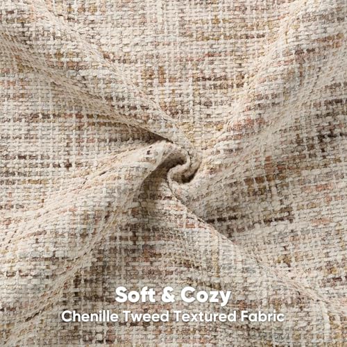 FUTEI Pack of 2 Tweed Chenille Throw Pillow Covers 22x22 Inch, Beige Brown - color: Beige Brown, size: 22" x 22" (Pack of 2)