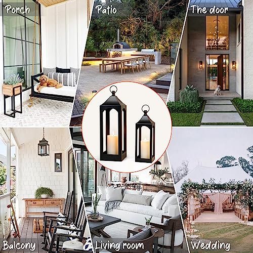 Modern Farmhouse Lantern Decor Metal Decorative Hanging Candle Lanterns - size: Large