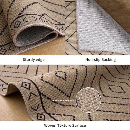 Tangsoo Easy Jute 2x5 Hallway Washable Runner Rug,Non-Slip Carpet Runners - color: Black Diamond, size: 2x5ft